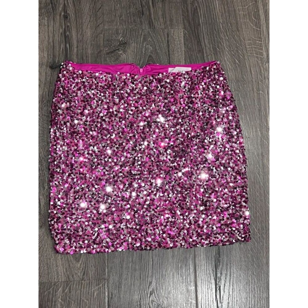 June & Hudson Pink Sequin Mini Skirt Women’s Size Large Party Holiday Club